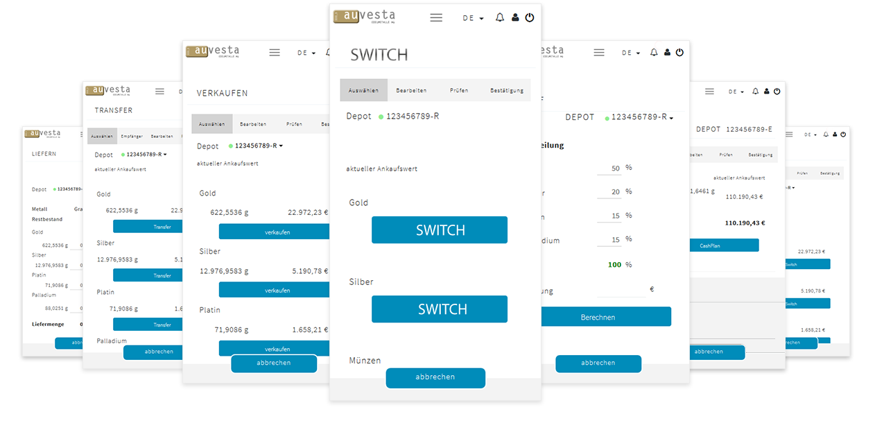 Auvesta Online Depot - In Ihrem eigenen Online Depot können Sie Ihre Edelmetalle verwalten kaufen, verkaufen und switchen