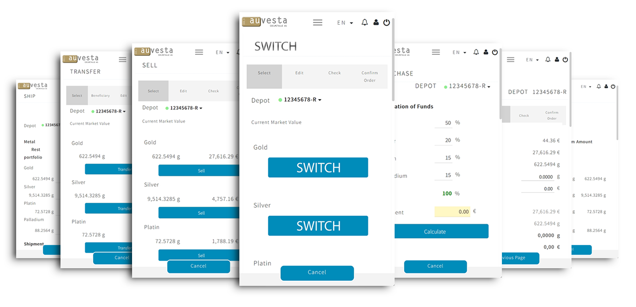 Auvesta Online Depot - In your own online depot, you can manage, sell and swap your precious metals